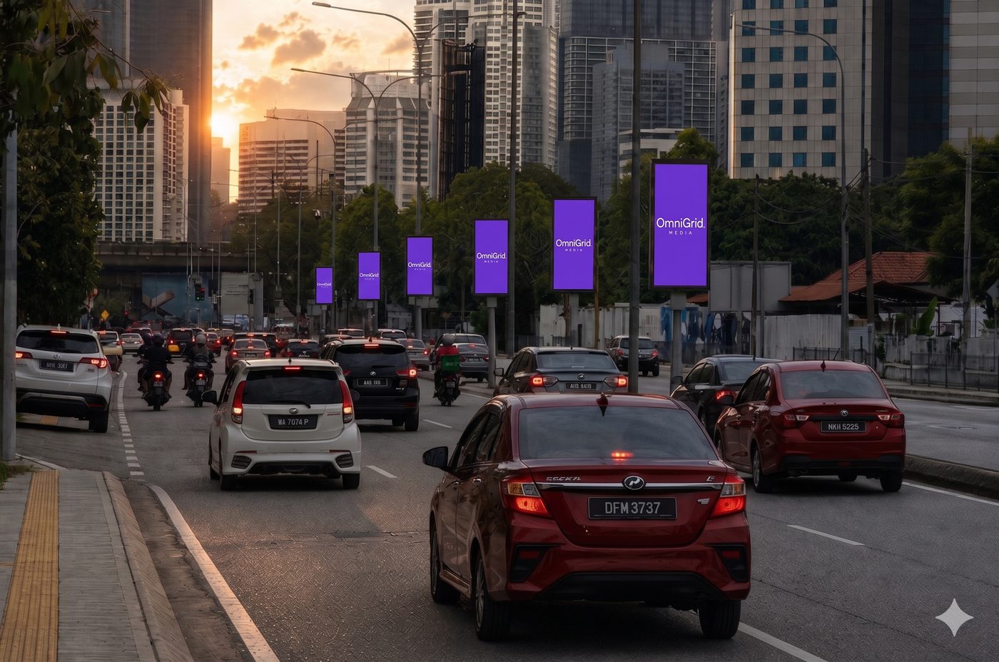 OmniGrid lamp-post digital screen along Jalan Sultan Yahya Petra (formerly Jalan Semarak), Kuala Lumpur